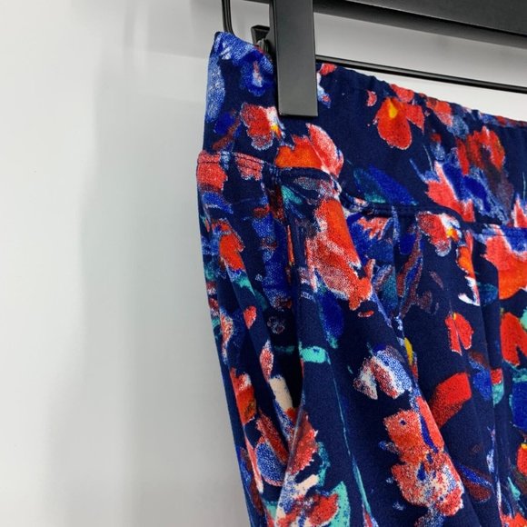 Cuddl Duds Flexwear Pants Blue Floral Print Wide Leg Pull On - Picture 5 of 9